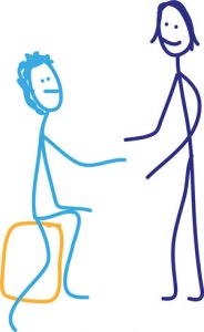 illustration showing one person supporting another